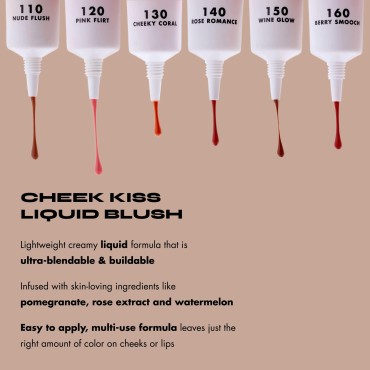 Milani Cheek Kiss Liquid Blush Makeup - Blendable & Buildable Cheek Blush, Lightweight Liquid Blusher and Cheek Color (Rose Romance)
