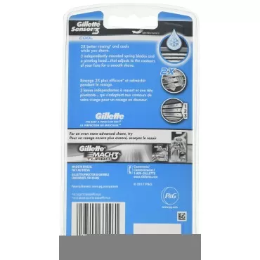 Gillette Sensor 3 Mens Cool Razor Disposable, 3count