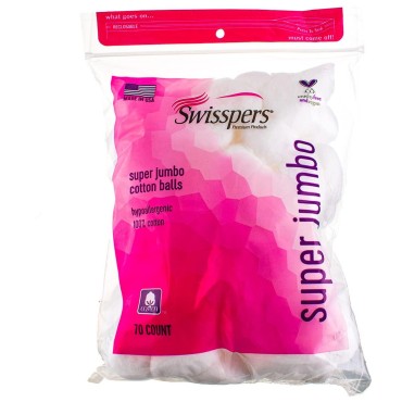 Swisspers Super Jumbo Cotton Balls 70 ea (Pack of ...