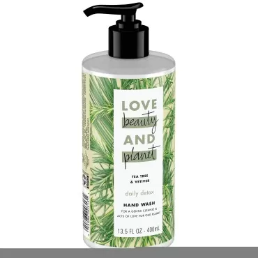 Love Beauty & Planet Daily Detox Hand Soap Tea Tree Oil & Vetiver Wash Away Bacteria with Effective Plant-Based Cleansers 13.5 oz