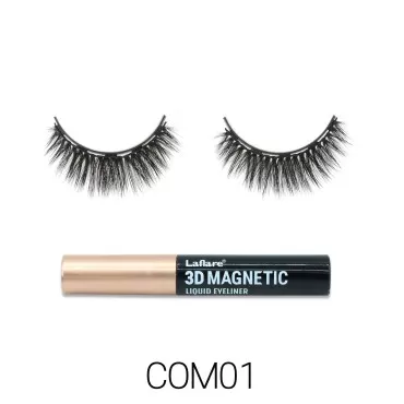 Laflare 3D Magnetic Faux Mink Eyelashes with 3D Magnetic Liquid Eyeliner Kit (1 Pair Natural Looking, Reusable, Ultra Strength Faux Mink Lashes with No Adhesive Needed & 1 Smudge-proof, Cruelty-Free, Paraben-Free, Fragrance-Free, Vegan, Mega Hold Magnetic