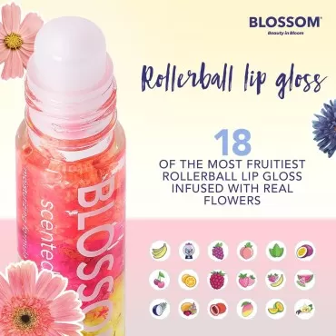 Blossom Scented Roll on Lip Gloss, Infused with Re...