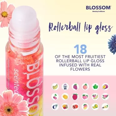 Blossom Scented Roll on Lip Gloss, Infused with Re...