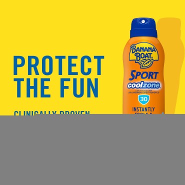 Banana Boat Sport Cool Zone SPF 30 Sunscreen Spray | Sport Clear Sunscreen Spray, Oxybenzone Free Sunscreen Pack SPF 30, 6oz each Twin Pack
