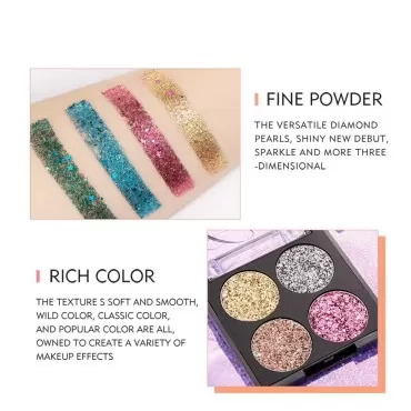 AKARY 4-Colors Glitter Eyeshadow Palette Ultra Pig...