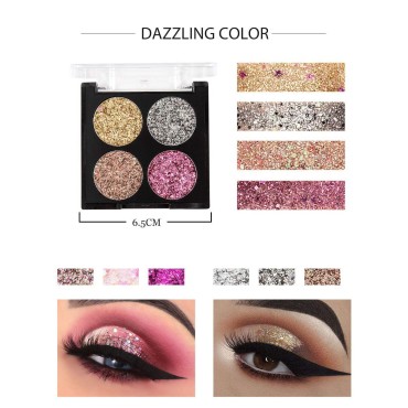 AKARY 4-Colors Glitter Eyeshadow Palette Ultra Pigmented Makeup Eyeshadow Powder with 3D Finish Long Lasting & Waterproof Mini Colorful Eyeshadow Palettes for Eye Makeup (03#)