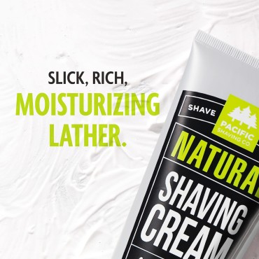 Pacific Shaving Company Natural Shaving Cream - Shea Butter + Vitamin E Shave Cream for Hydrated Sensitive Skin - Clean Formula for Smooth, Anti-Redness + Irritation-Free Shave Cream (3.4 Oz, 3 Pack)