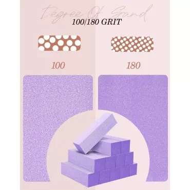 Maryton Nail Buffer Blocks, Professional 4 Way Buffing Block Files 100/180 Medium Grit for Natural and Acrylic Nails, 12 PCS