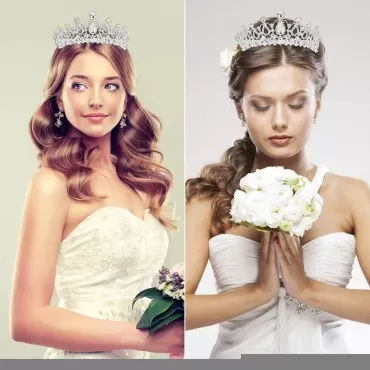 FRCOLOR Wedding Tiara Crystal Rhinestones Tiara Crown with Comb Pageant Princess Crown (Silver)