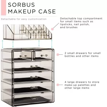 Sorbus Clear Cosmetic Makeup Organizer - Make Up &...