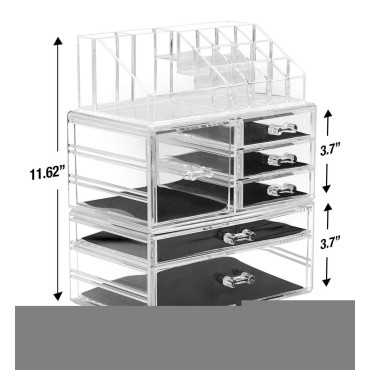 Sorbus Large Clear Makeup Organizer - Detachable 3...