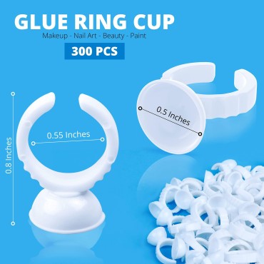 300PCS Glue Rings AliOry Glue Rings for Eyelash Ex...