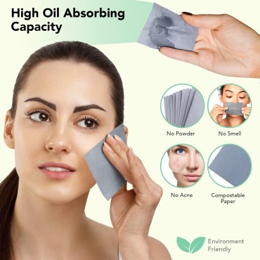 Premium Natural Bamboo Charcoal Oil Blotting Sheet...