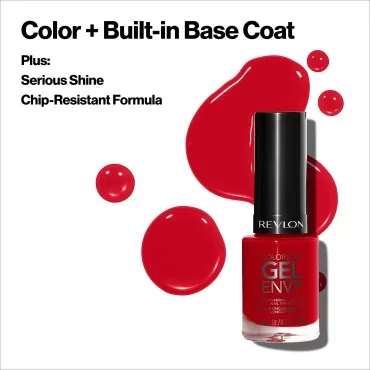 Revlon ColorStay Gel Envy Longwear Nail Polish, with Built-in Base Coat & Glossy Shine Finish, in Plum/Berry, 460 Hold 'Em, 0.4 oz