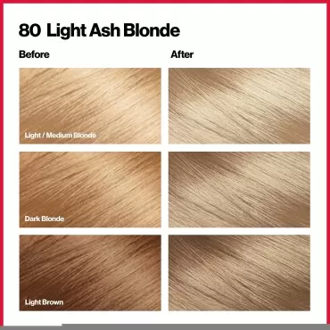 REVLON Colorsilk Beautiful Color Permanent Hair Color with 3D Gel Technology & Keratin, 100% Gray Coverage Hair Dye, 80 Light Ash Blonde