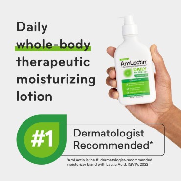 AmLactin Daily Moisturizing Lotion for Dry Skin - 7.9 oz Pump Bottle - 2-in-1 Exfoliator - Body Lotion with 12% Lactic Acid, Dermatologist-Recommended (Packaging May Vary)
