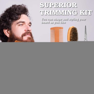 Beard Grooming Kit, 2 x Beard Oil, Beard Balm, Beard Shampoo,Beard Brush, Beard Comb, Beard & Mustache Scissors Beard Care Unique Gifts for Men Beard Growth & Trimming Kit