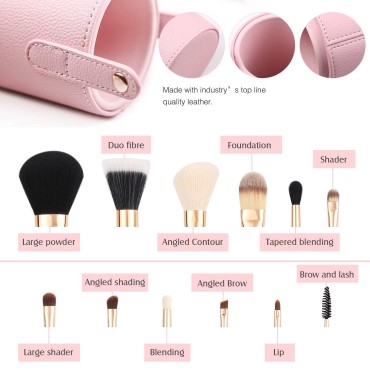 Z'OREYA Makeup Brush Set 12pcs Pink Synthetic Make...