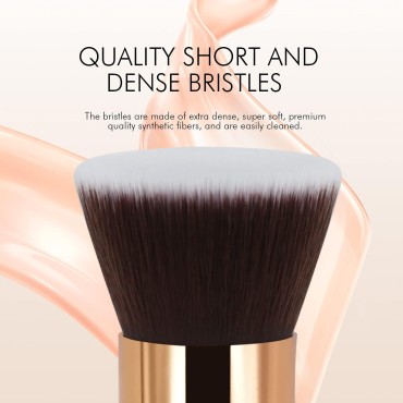 Foundation Brush, Flat Top Kabuki Brush by Refreshyourlife, Liquid Blending Mineral Powder Makeup Brush (Orange)