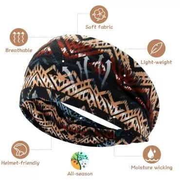 S&N Remille Wide Boho Headbands for Women and Girls, Elastic Turban Head wrap Non-Slip Hair Bands for Sport Yoga and Running Headband 3 Pack