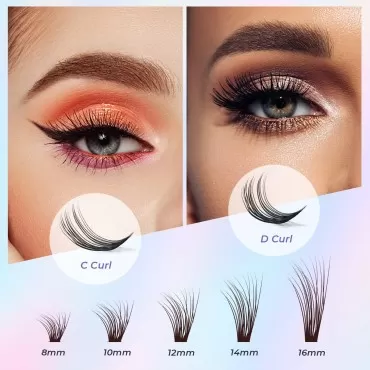 MAEXUS Lash Clusters, Individual Lashes 120 Clusters Eyelash Extension 40D C D Curl Lash Extensions DIY Eyelash Extensions (M40D, 0.07D, 8mm-16mm MIX)
