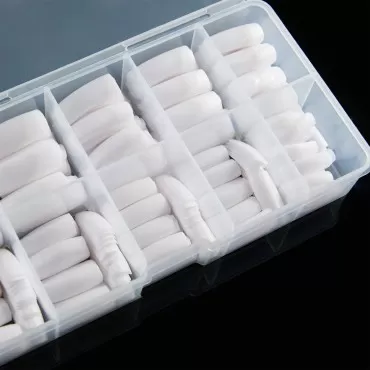 Half Cover Acrylic False Nail Tips, 500PCS Fake Nail Shape Artificial False Nails Tips 10 Sizes with Case for Nail Art Salons and Home DIY (White)