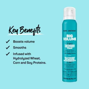 Marc Anthony 7-in-1 Thickening Treatment Foam, Dream Big Volume - Volumizing & Root Lifting with Microfiber Bonding Technology - Lightweight Formula Cleanses, Plumps & Thicken - Paraben & Sulfate Free