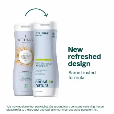 ATTITUDE Extra Gentle and Volumizing Shampoo for Sensitive Skin Enriched with Oat, EWG Verified, Hypoallergenic, Vegan and Cruelty-free, Unscented, 16 Fl Oz