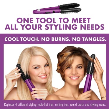 Instyler Pro Hair Straightener, 2 in 1 Ceramic Flat Iron Hair Straightener & Hot Brush for Added Volume and Waves, Auto Safety Shut Off, Cool Touch Bristles, Multiple Heat Settings As Seen on TV