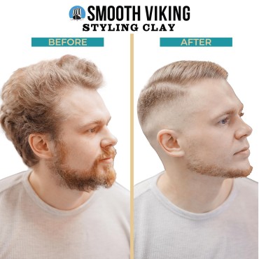 Smooth Viking Hair Clay for Men - Strong Hold, Matte Finish Hair Styling Product for Effortless Styling, Long-Lasting Control & Polished Appearance, 2oz