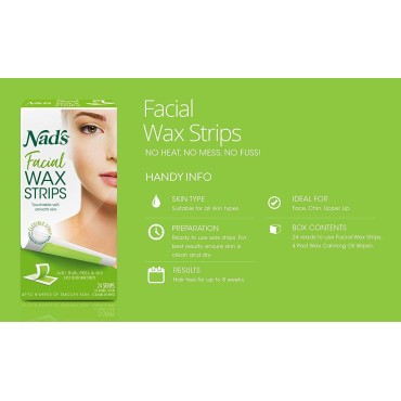 Nads Hair Removal Facial Strips 24 Count (3 Pack)