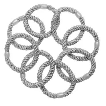 L. Erickson Grab & Go Ponytail Holders, Silver, Set of Eight - Exceptionally Secure with Gentle Hold