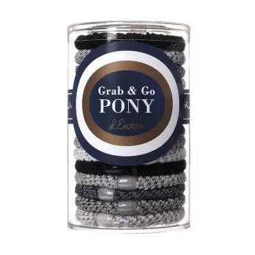 L. Erickson Grab & Go Ponytail Holders, Light Silver Metallic, Set of Fifteen - Exceptionally Secure with Gentle Hold