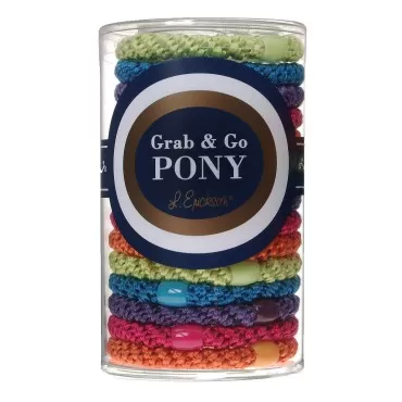 L. Erickson Grab & Go Ponytail Holders, Candy, Set of Fifteen - Exceptionally Secure with Gentle Hold