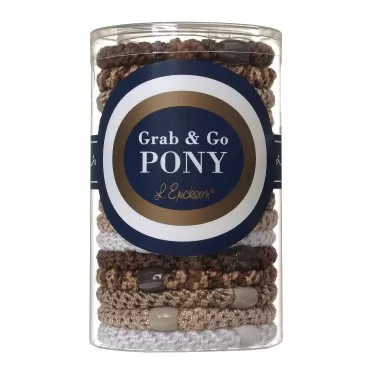 L. Erickson Grab & Go Ponytail Holders, Sand, Set of Fifteen - Exceptionally Secure with Gentle Hold