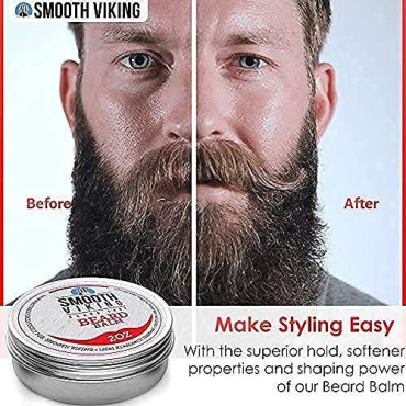 Smooth Viking Beard Balm for Men - Strong Hold Beard Styling Balm with Essential Oils & Beeswax - Beard Care Formula to Boost Healthy Beard & Mustache Growth, 2oz