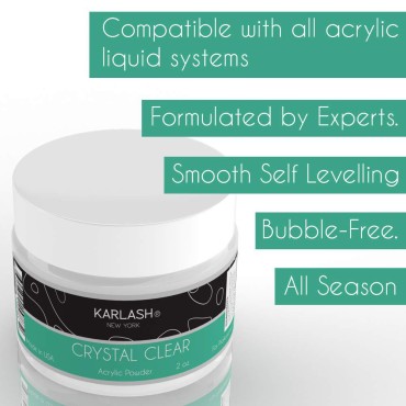 Karlash Professional Acrylic Powder Made in USA Crystal Clear 2 oz