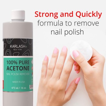 Karlash Professional 100% Pure Acetone Polish Nail Remover 16 oz - Quick, Professional Nail Polish Remover - For Natural, Gel, Acrylic, Sculptured Nails