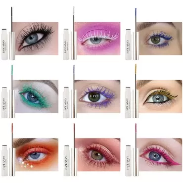 9 Colors Colored Mascara for Eyelashes, Purple Blu...