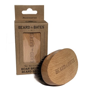 Beard & Bates | Boar Bristle Beard Brush | Handcrafted, Large Full Size, Firm Bristles, Beech Wood Handle