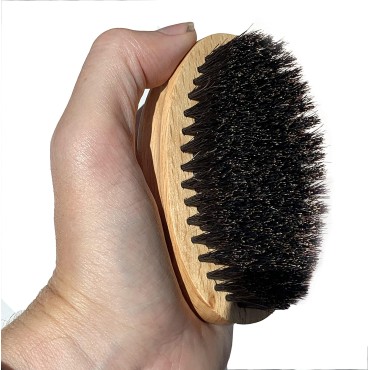 Beard & Bates | Boar Bristle Beard Brush | Handcrafted, Large Full Size, Firm Bristles, Beech Wood Handle