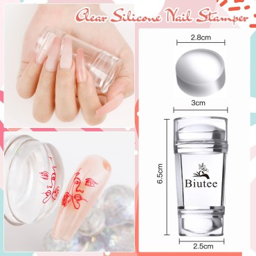 Biutee Nail Art Stamping Plate Kit Jelly Silicone ...