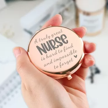 Dyukonirty Nurse Gifts for Women Rose Gold Compact Mirror Unique Nurse Graduation Gift Nurse Gifts for Women Personalized Gifts for Nurse Birthday Retirement Christmas Thanksgiving Gifts