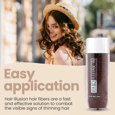 Hair Illusion Auburn Real Hair Fibers for Thinning Hair - 100% Natural Texture, Non Synthetic Hair Fibers - Bald Spot Cover Up for Women & Men - 38 Gram