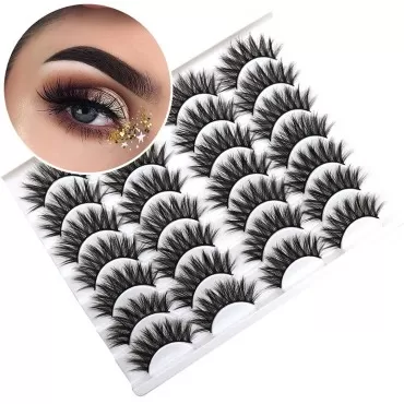 Veleasha Lashes 3D Faux Mink Lashes Fluffy False Eyelashes Natural Look 14 Pairs Lashes Pack Luxury Wispy Fake Eyelashes (F06)