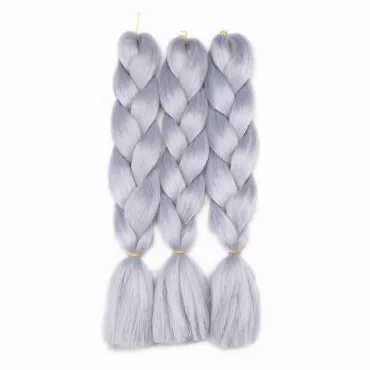 Lisshow Braiding Hair 24inch 100g Synthetic Jumbo Braids Hair Extensions High Temperature Fiber 3Piece/Lot (Grey)