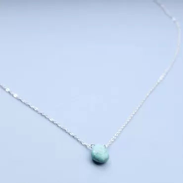 Yheakne Boho Long Turquoise Necklace Silver Teardr...