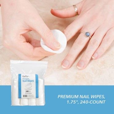 ForPro Premium Nail Wipes, Lint-Free Cotton Nail Wipes for Removing Nail Polish, 1.75”, 240-Count