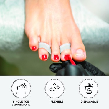 ForPro Toe Separator Strips, Individual Pedicure Toe Separators, 6” L, White, 100-Count