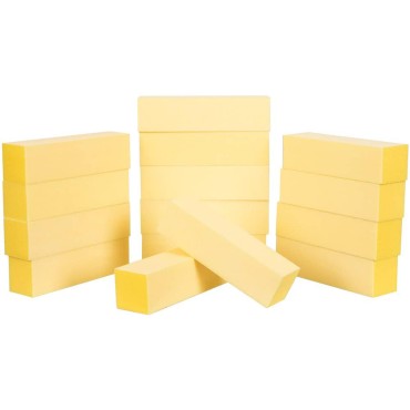 ForPro Yellow Pedicure Block, 220/220 Grit, Three-Sided Pedicure Nail Buffer, 3.75”L x 1”W x 1”H, Yellow, 15-Count